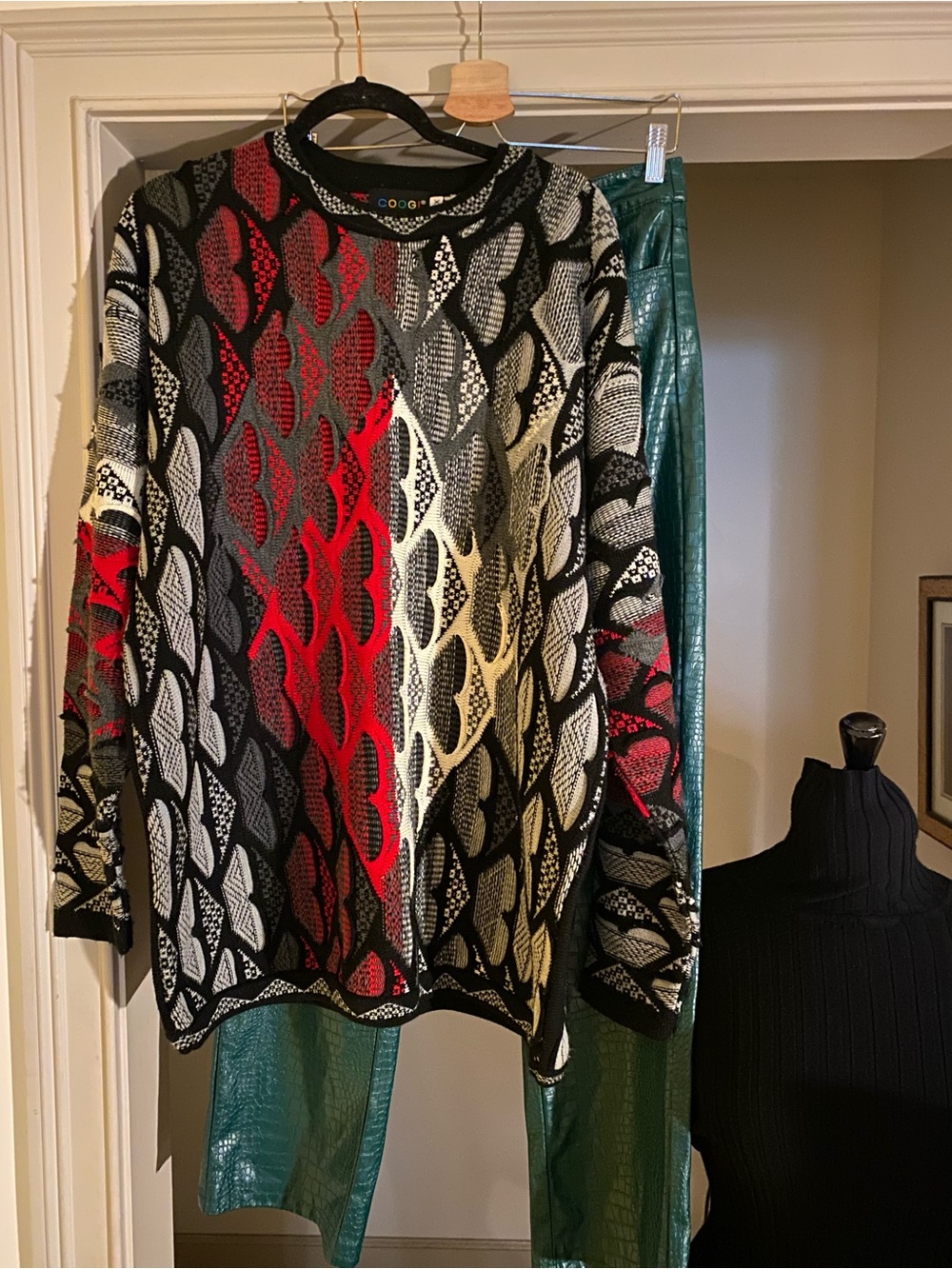 Vintage COOGI, Mixed Pattern Crewneck Sweater